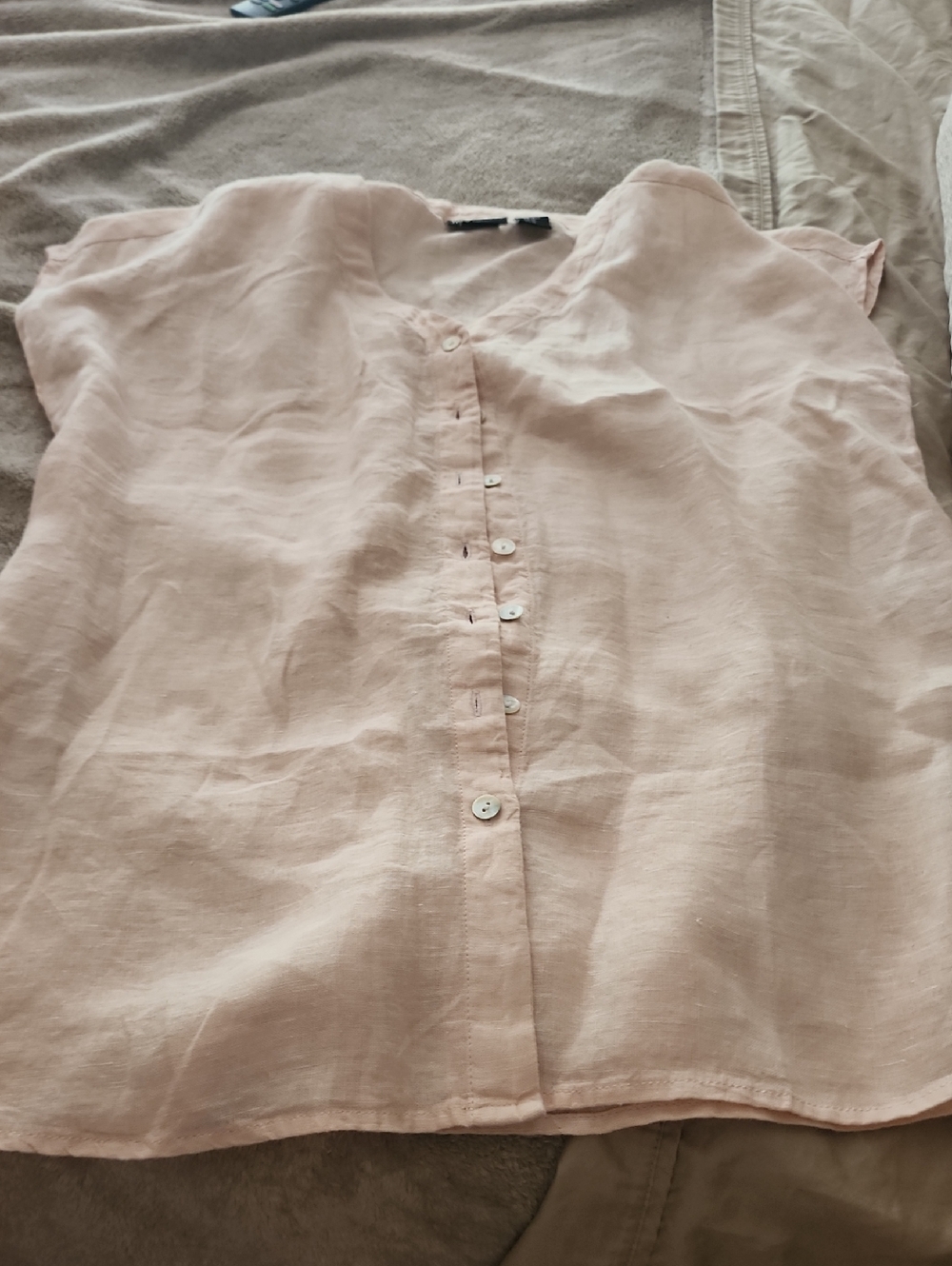 Women's Blush Button-Front Linen Blouse Size Medium
